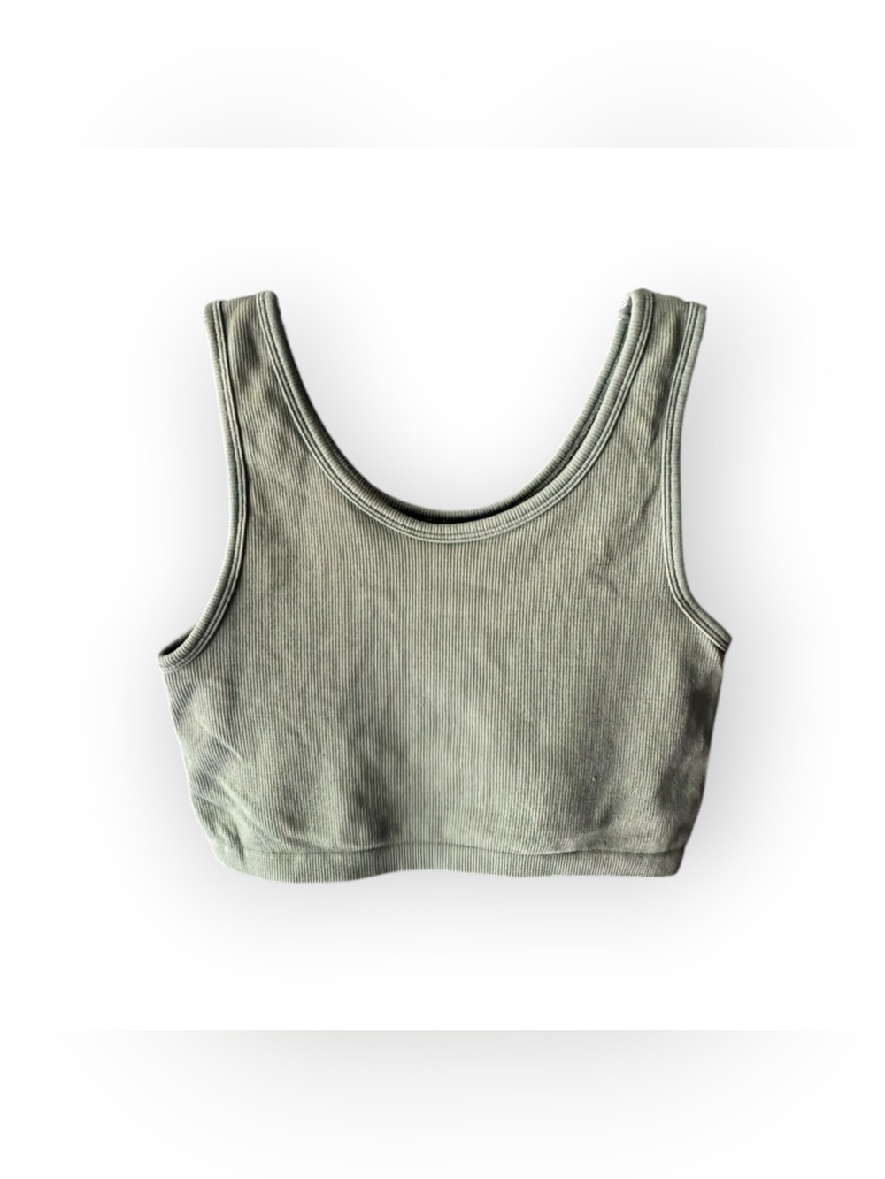 Aerie Ribbed Scoop Neck Crop Tank Top - Sage Green